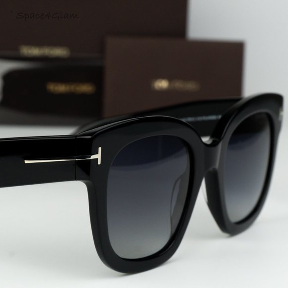 BRAND NEW Tom Ford FT0613/S 01D Black Grey Polar Grad Square Women Sunglasses - Picture 4 of 12
